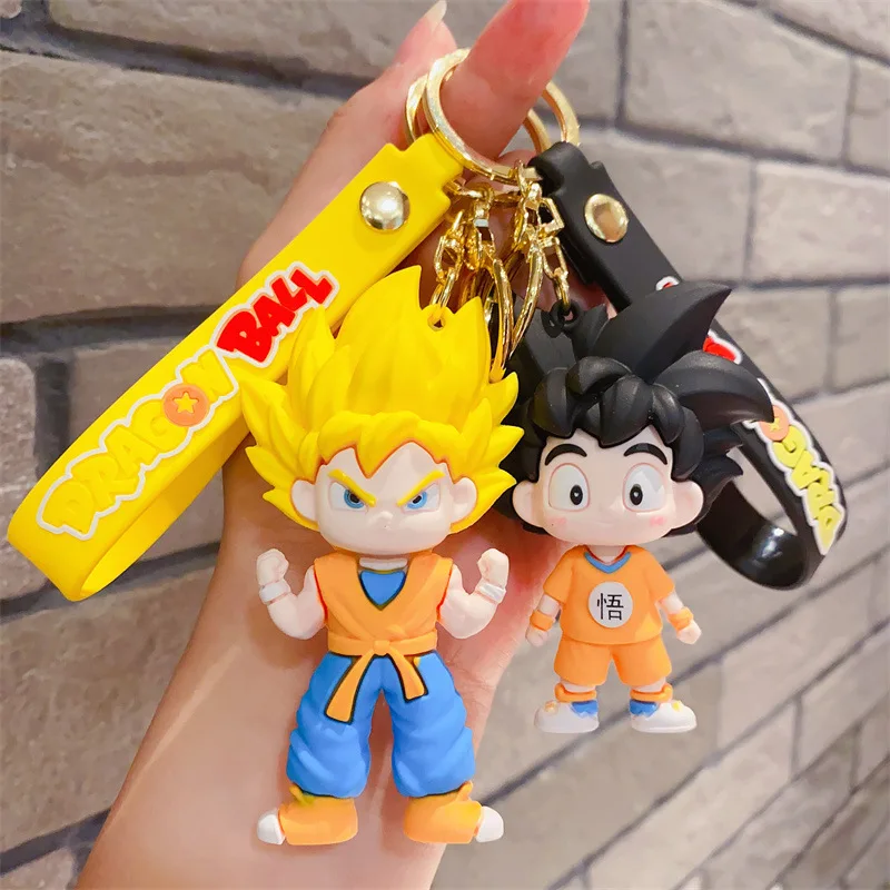 Japanese Anime Cartoon Dragon Ball Goku Piccolo Keychain Car Key Ring Cute Doll Bag Backpack Pendant Ornaments Accessories Gifts