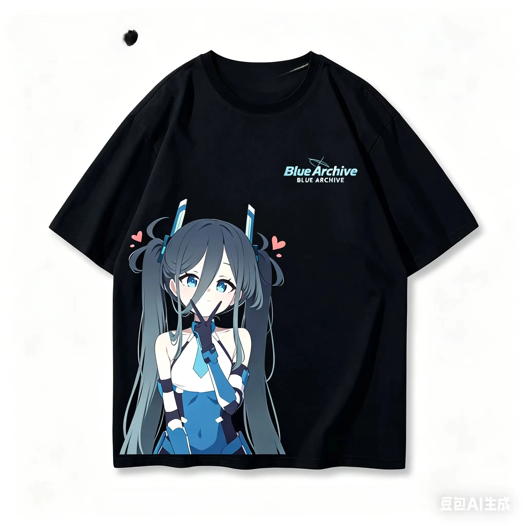 Blue Archive Retro Fashion Oversized Unisex Fashion Street Casual Tee Classic Loose Streetwear Trendy Cotton high quality soft