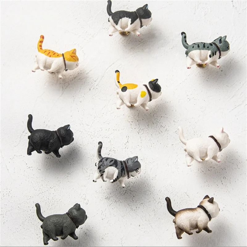 LCH Resin Cartoon Knob Cat Shaped Hardware Ginger CatCow Cat Drawer Handle for Kids/Children Siamese Kitten Knob Cabinet Handle