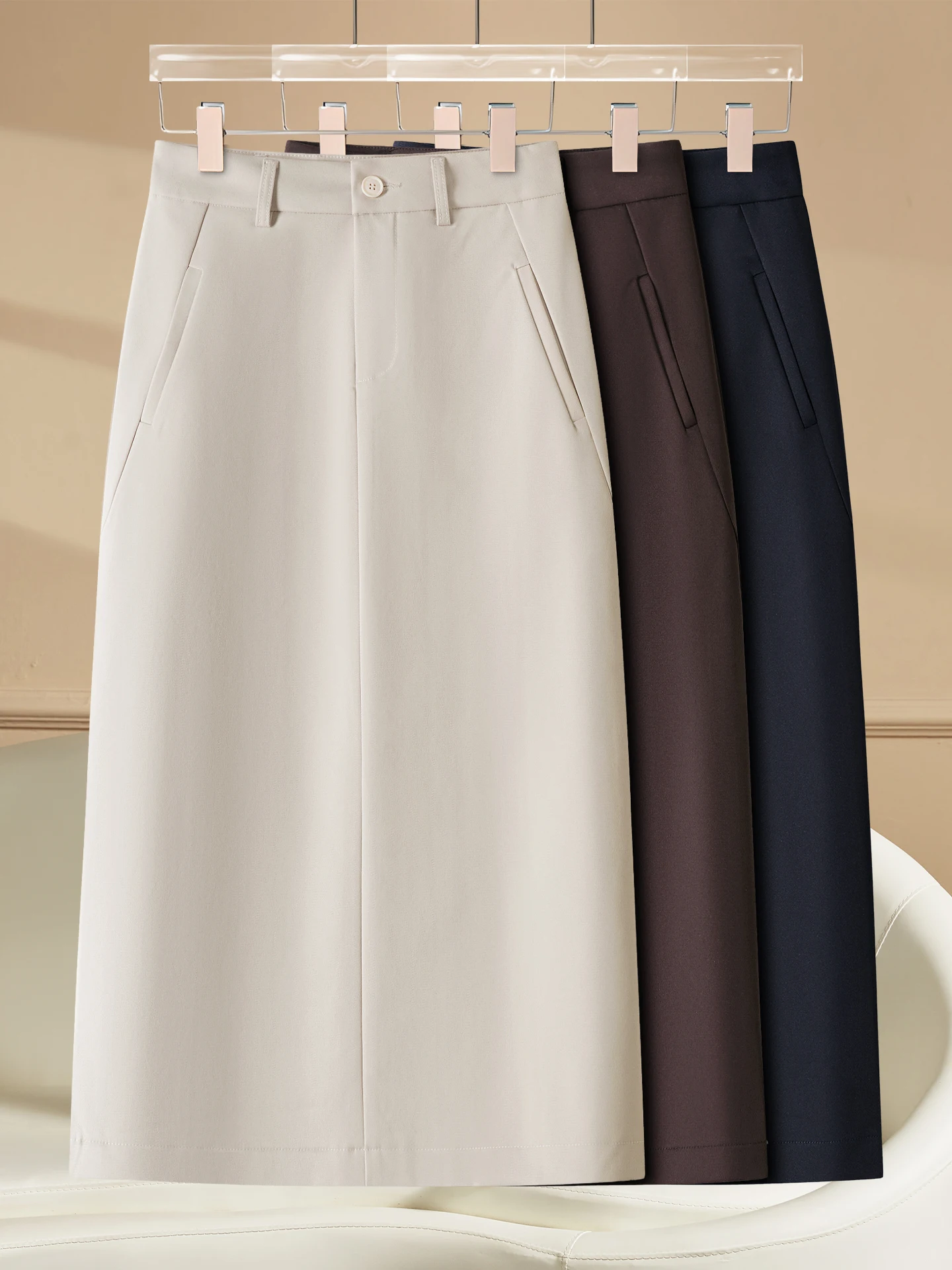 

Юбка-трапеция Shu Rou Te с высокой талией, женская, для костюмов, весна-осень 2026, новая модель, утягивающая, средней длины, с разрезом