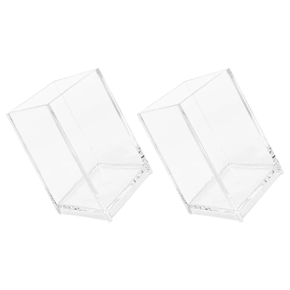 2Pcs Clear Acrylic Pen Holders Makeup Brush Holders Desktop Storage Organizers Stationery Storage Containers Acrylic Pen Holder