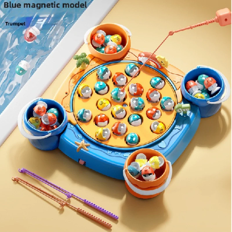 

Электрическая магнитная вращающаяся игрушка-рыбалка, интерактивный набор, музыкальная развивающая игра с удочкой, подарок на день рождения для детей