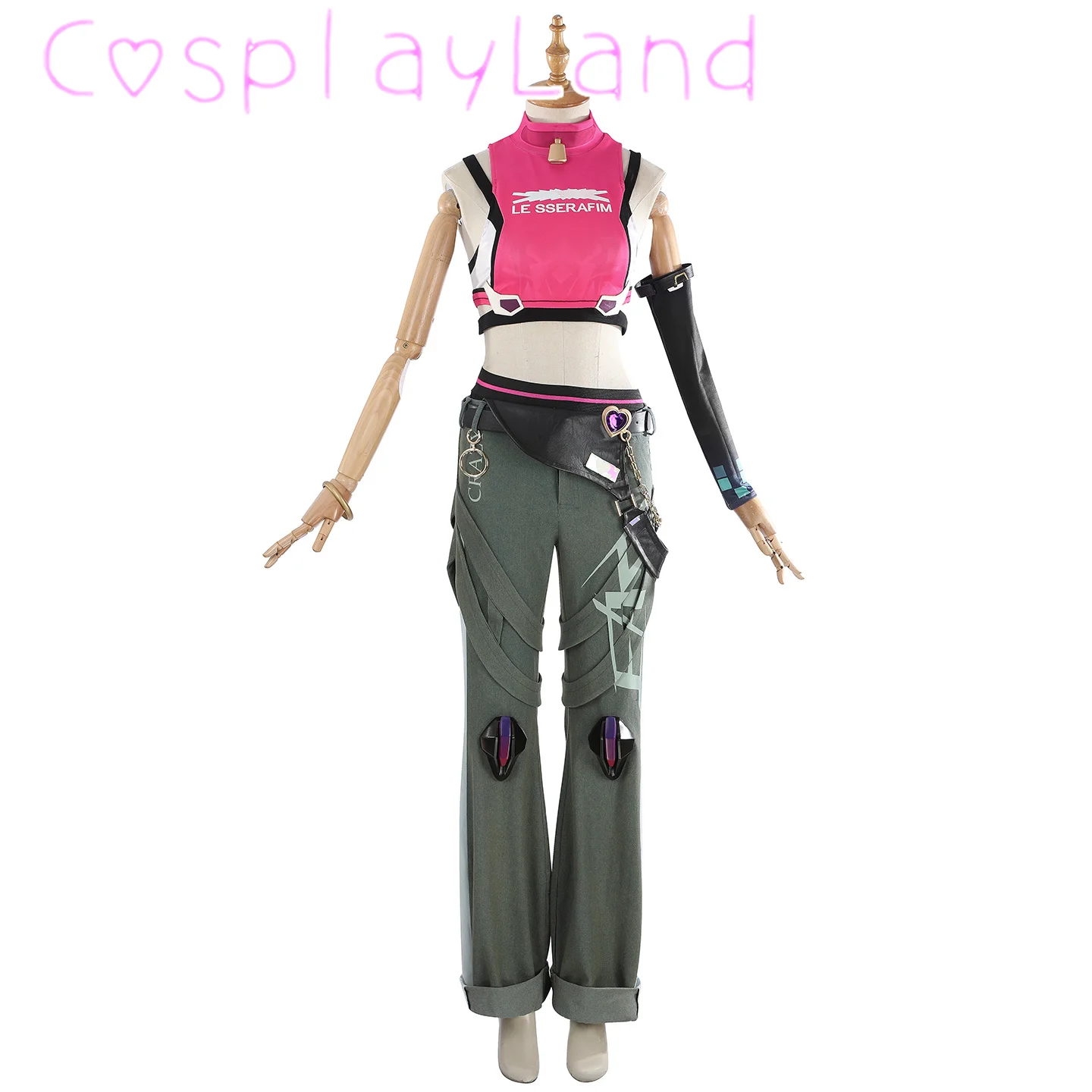 

Game OW Le Sserafim Juno Cosplay Costume New WATCH2 Girl Group Juno Top Jeans Props Uniform Suit Halloween Comic Con Cosplay