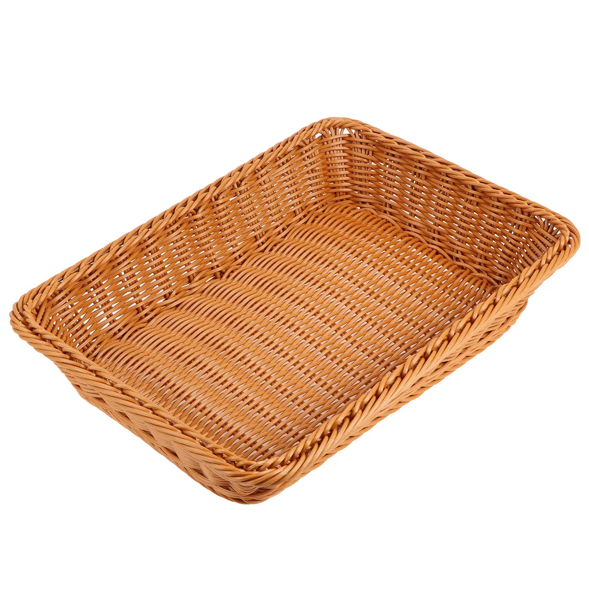 

Fruit Basket Wicker Snack Cutlery Tray Large with Lid Woven Storage Desktop Organizer