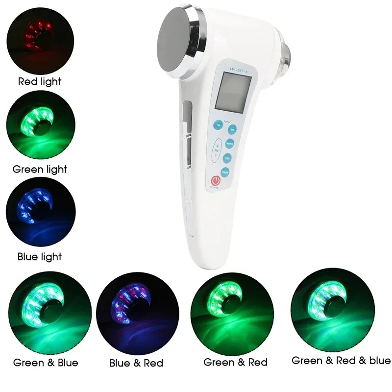 1Mhz 3Mhz Ultrasonic 4 Modes 7 Colors LED Photon Ion Lifting Firming Rejuvenating Facial Skin Slimming Body Massager Hammer