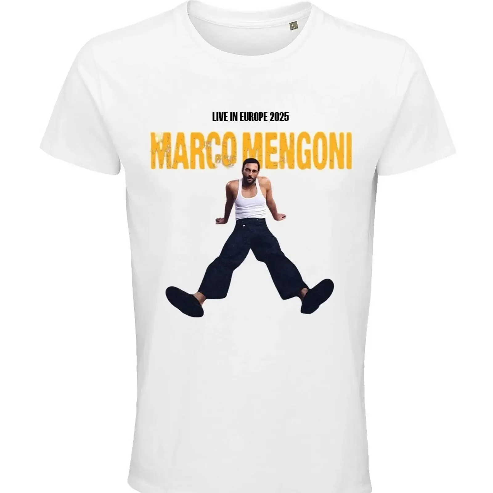 Marco Mengoni Live in Europe 2025 tour concerts music Italy cotton T shirt vintage Washed homme Casual designer clothes fashion