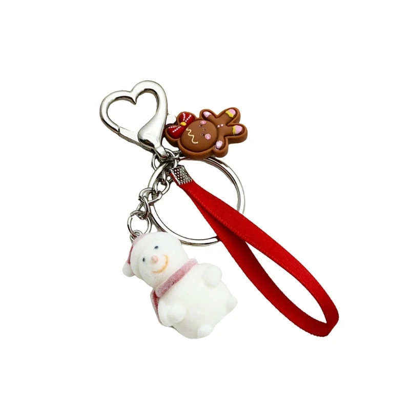 Fast Reach Delightful Plush Snowman Key Holder Joyful Snowman Bag Charm Flocking Textured Key Accessory for Holiday Season