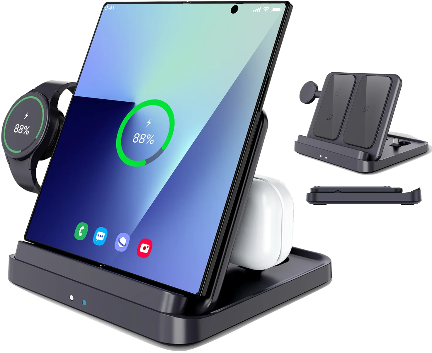 

Складная подставка для беспроводного зарядного устройства 3 в 1 для Samsung Galaxy Z Fold 7 6 5 4 S25 Ultra Беспроводная подставка для зарядного устройства Galaxy Watch B