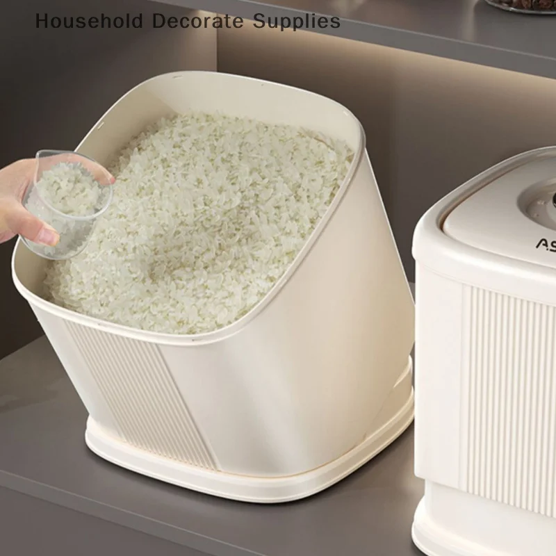 1Pcs Rice Bucket Food Container With Time Scale Rotating Kitchen Storage Box With Measuring Cup For Oatmeal Grain Cereal