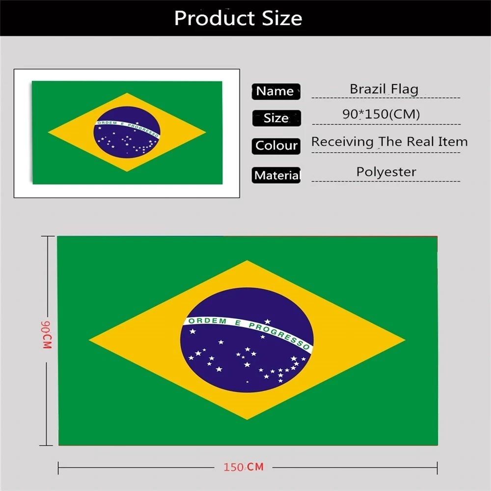 90x150CM Brazil 3Ftx5Ft Flag Brazilian Football Cheerleader Flag Custom Super-Poly Indoor/Outdoor Decor National Flag Banner