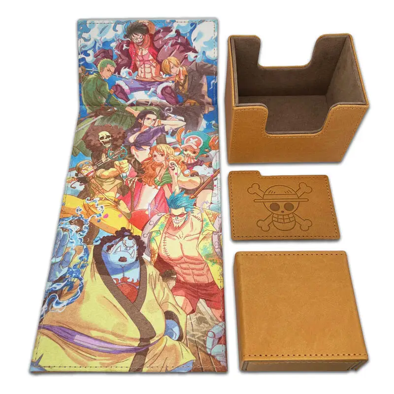 One Piece Thousand Sunny DIY Large Capacity Leather Card Box Thickened Anime Game Collection Card Storage Box