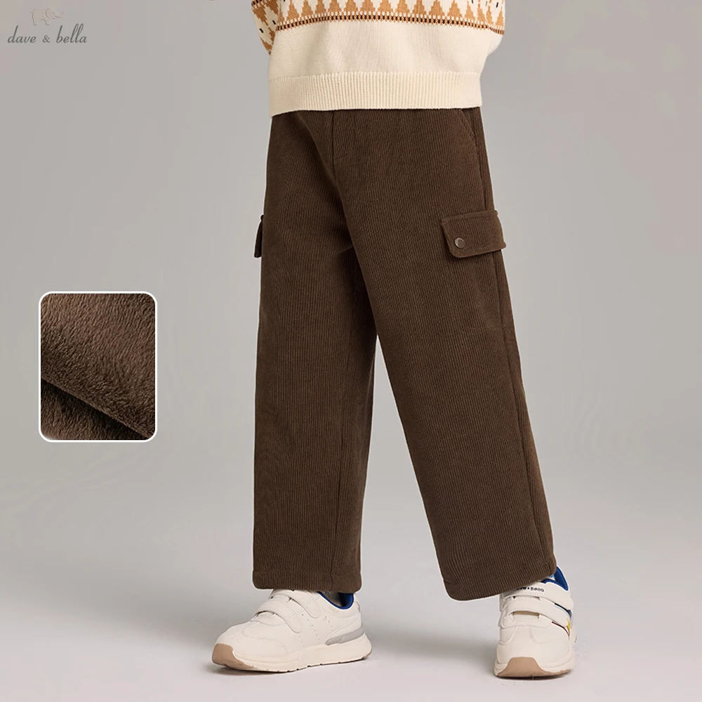 

Dave Bella, детские широкие вязаные брюки, зима-осень, бархатные утепленные прямые брюки для мальчиков и девочек, повседневные теплые брюки DK4254299