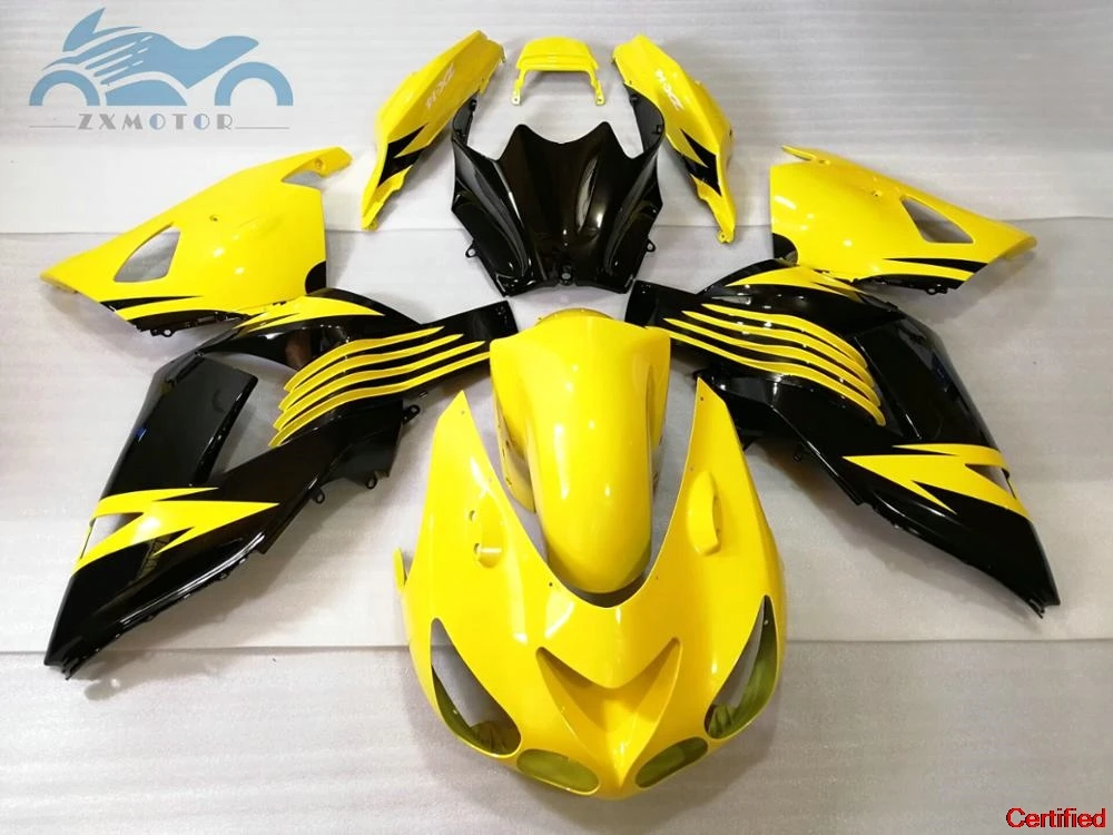 

Комплект обтекателей для мотоцикла Kawasaki Ninja ZX14R 2006 2007-2011, новые комплекты обтекателей ZX 14R 06 07 08-11, желтые, черные детали