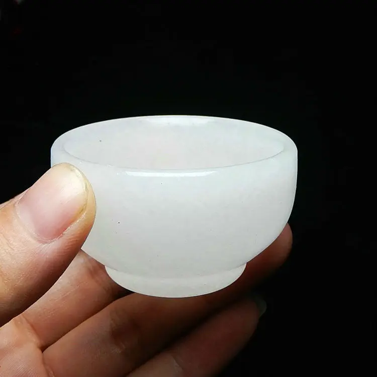 Natural White Jade Teacup Health Gongfu Teaware Hand Carved Yellow Jades Stone Teal Bowl Chinese Tea Ceremony Master Cups