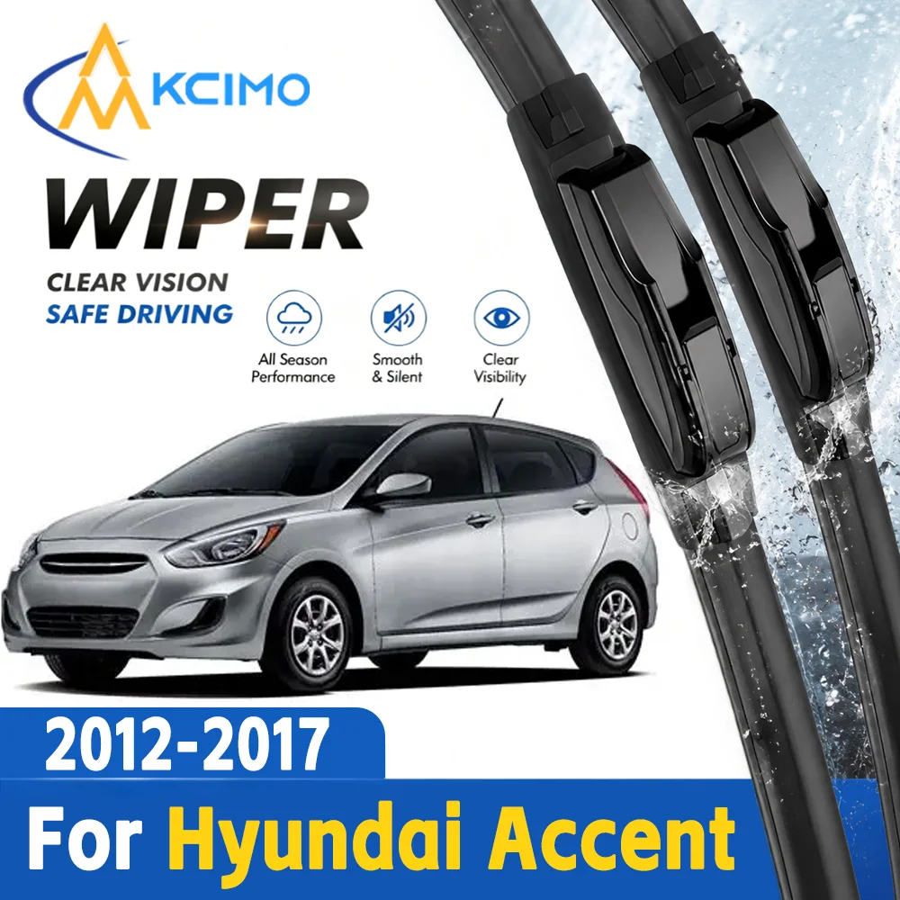 High Clear View Premium Auto Front Windshield Wiper Blades No Noise Wiper Replacement Parts for Hyundai Accent RB RC 2012-2017