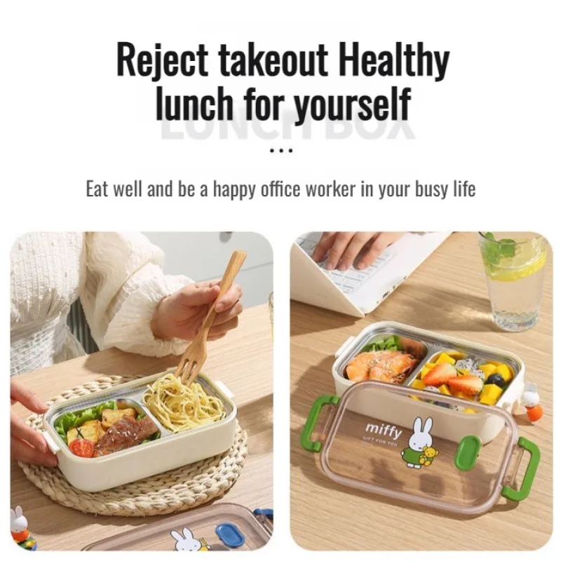 Double-layer 304 stainless steel lunch box insulation adult students with lunch lunch box bento box portable carry handle