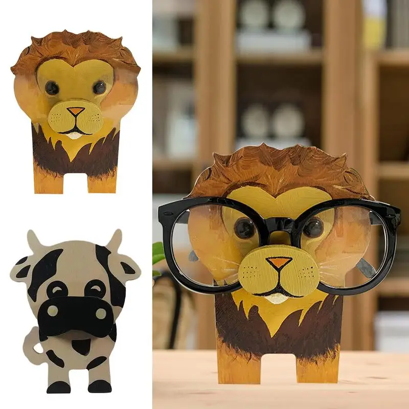 3D Kawaii Animal Glasses Rack Cute Cartoon sculture occhiali da sole espositore scaffale occhiali Stand gioielli porta legno vetrina