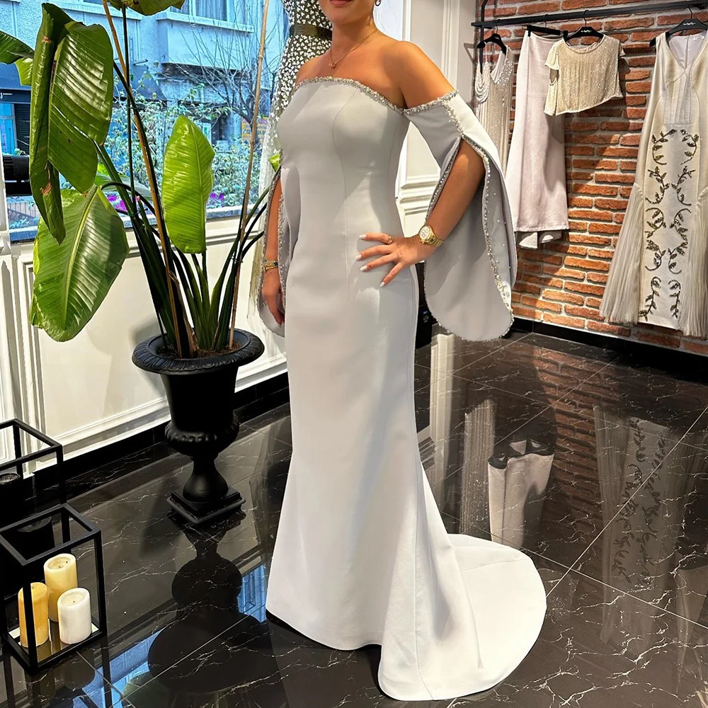 

Luxury Evening Dresses for Women Beading Off the Shoulder Saudi Arabian Evening Gowns Long Mermaid/Trumpet Formal Party Dress