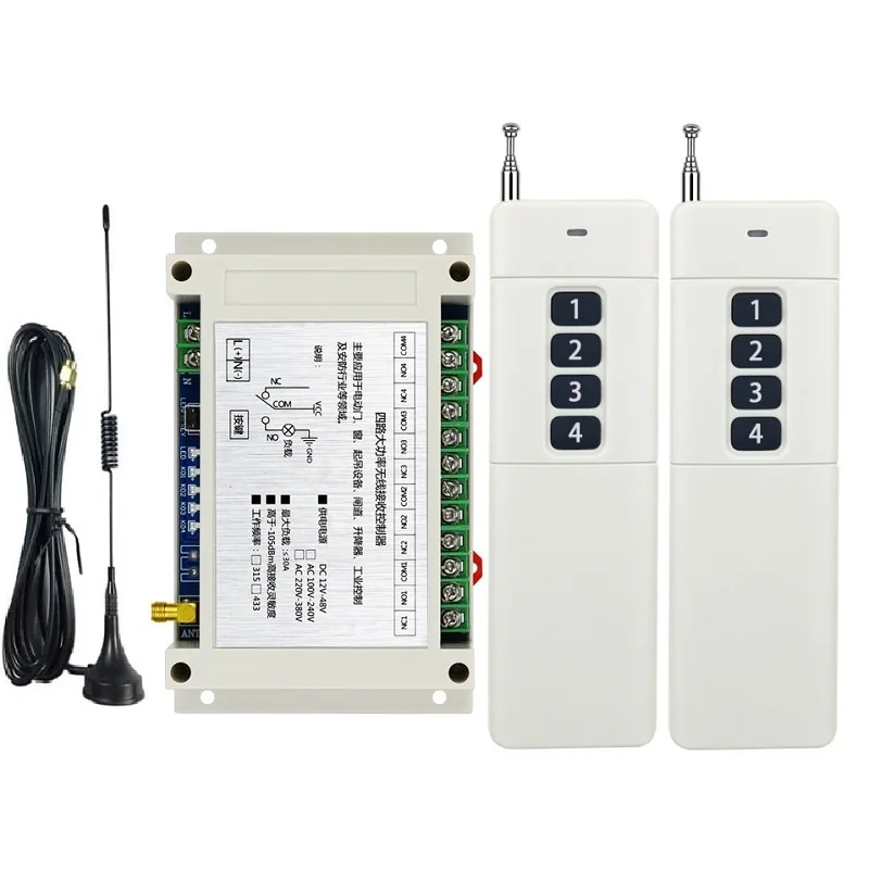 

AC110V 220V 380V 4CH 30A relay RF Wireless Remote Control System / Motor and electric door Learning code receiver Smart home