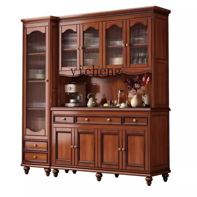 a1 Solid Wood Sideboard Cabinet Living Room Wall-Mounted Integrated Mahogany Storage Cabinet