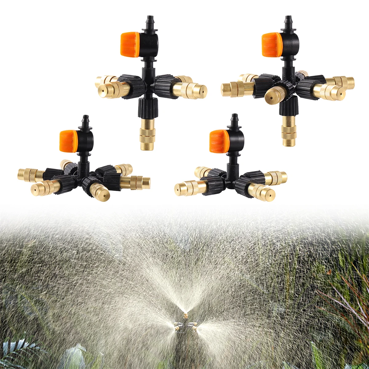 Multi-Outlets Atomizing Nozzle Kit 4/5/6/7-Way Adjustable Misting Spray Head Garden Greenhouse Irrigation Humidification Cooling