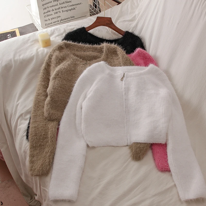 

Tender Fashion Soft Knitted Cardigan Women Autumn Casual Solid Temper Cropped Ropa Mujer Comfort Sweet Retro Office All-match