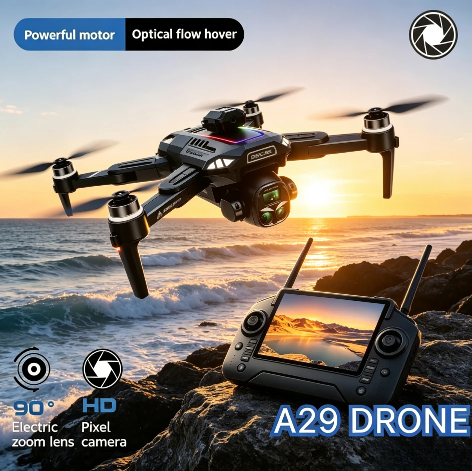 Original A29 PRO Drone Digital Screen Controller Color Light Optical Flow Hover WiFi FPV One Touch Takeoff Landing RC Quadcopter