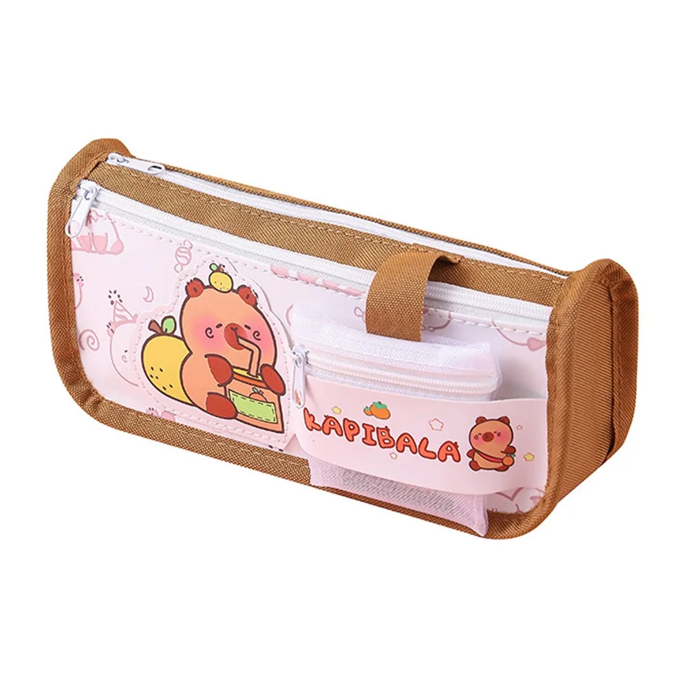 High Value Capybara Pencil Case Large Capacity with Small Bag Zipper Stationery Bag Student Stationery Dirt-resistant Pen Bags
