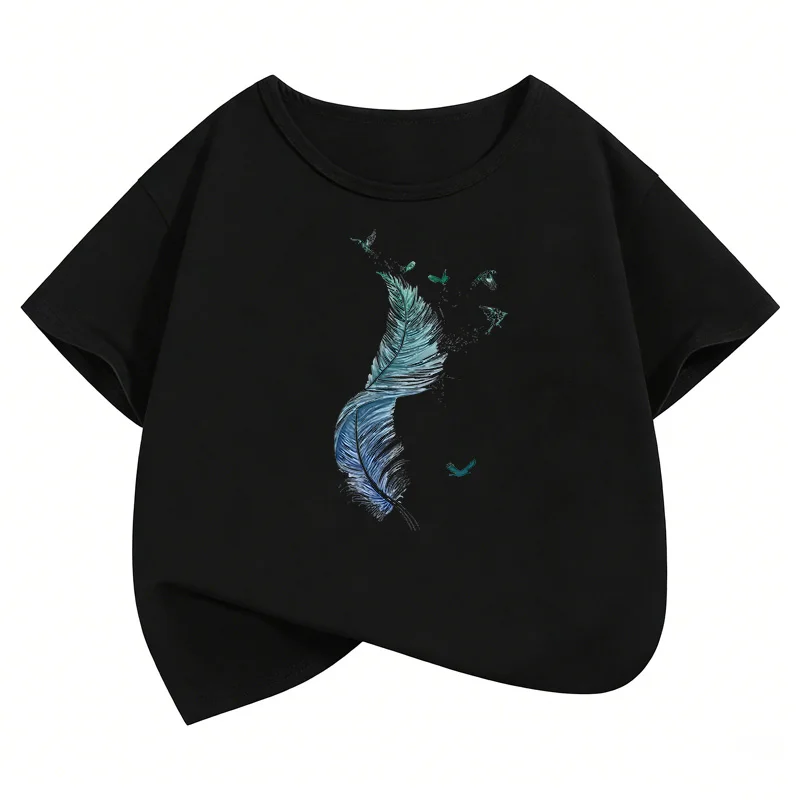 Vintage Leaf Design T Shirts Retro Kids Children's T-shirt Boys Girls Summer Spring Casual Top Tee Shirt Short Sleeve