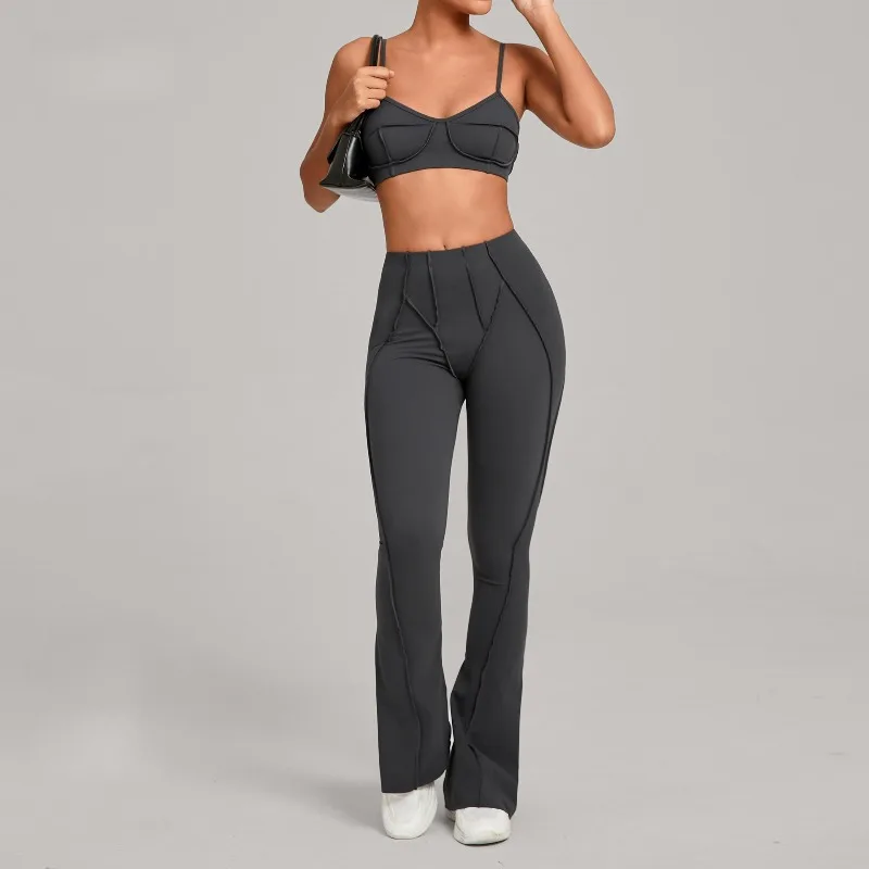 

New Women's Yoga Set Bra Trousers Yoga Suit Tight Three Dimensional Splicing Yoga Suit Running Sports Fitness Suit