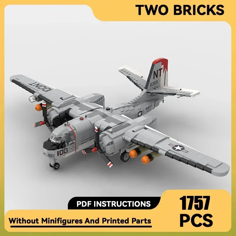 Militär Modell Moc Bausteine Maßstab 1:35 S-2 Tracker Fighter Technologie Modulare Blöcke Geschenk Weihnachten Spielzeug DIY Sets Montage