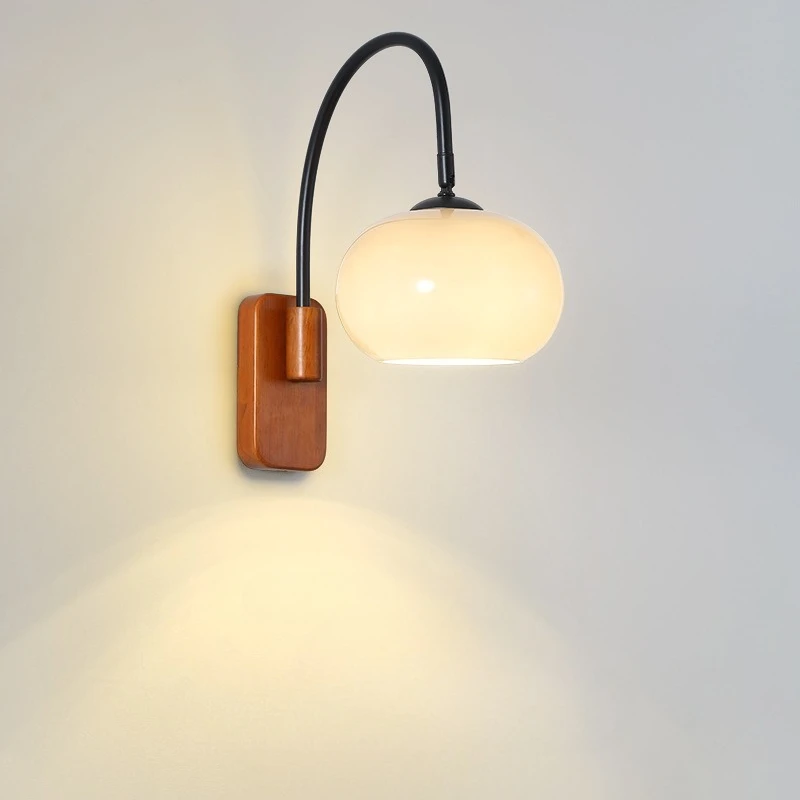 

Postmodern Retro Wall Lamps Glass Lampshade LED Wall Sconces Living Room Sofa Corridor Balcony Study Illumination E27 Wall Light
