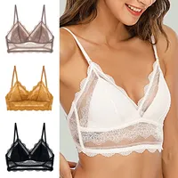 Sexy Lace Bra Ladies Low Back Transparent Bras Deep U Backless Bralette Triangular Soft Seamless Underwear for Women Tank Tops