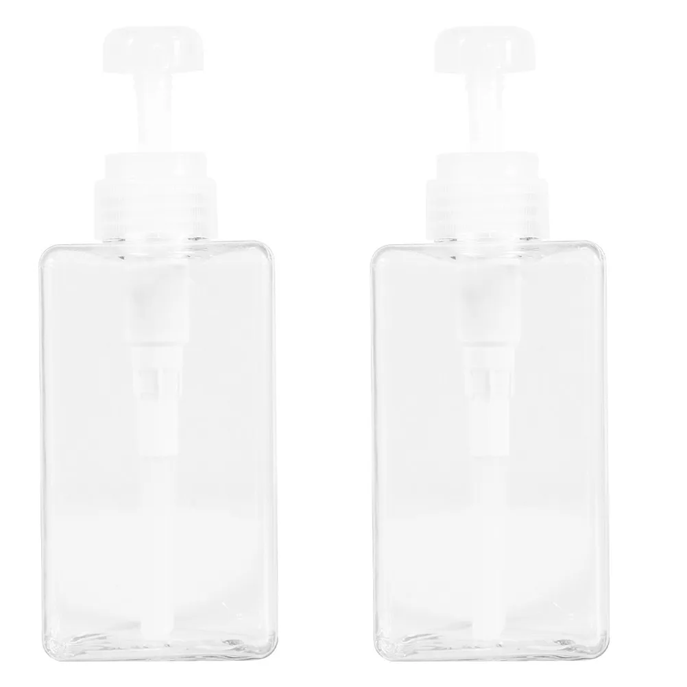 

2Pcs 450Ml Transparent Plastic Pump Bottle Set for Travel Camping Home Use Shampoo Lotion Soap Body Wash Essential Oil Blends