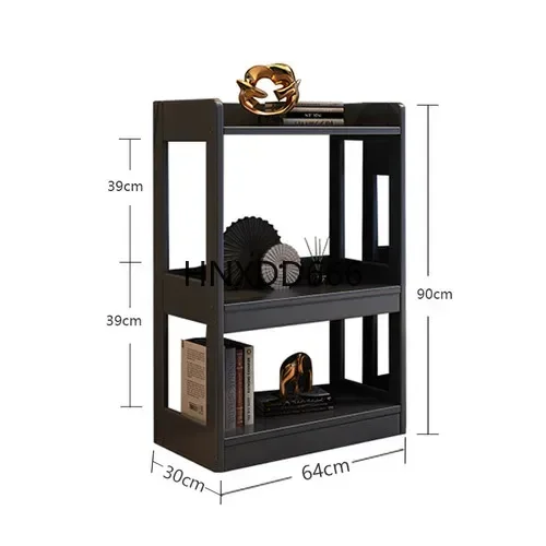 

new styleSolid Wood Bookshelf Modern Living Room Storage Rack Home Bedroom Black Small Bookcase