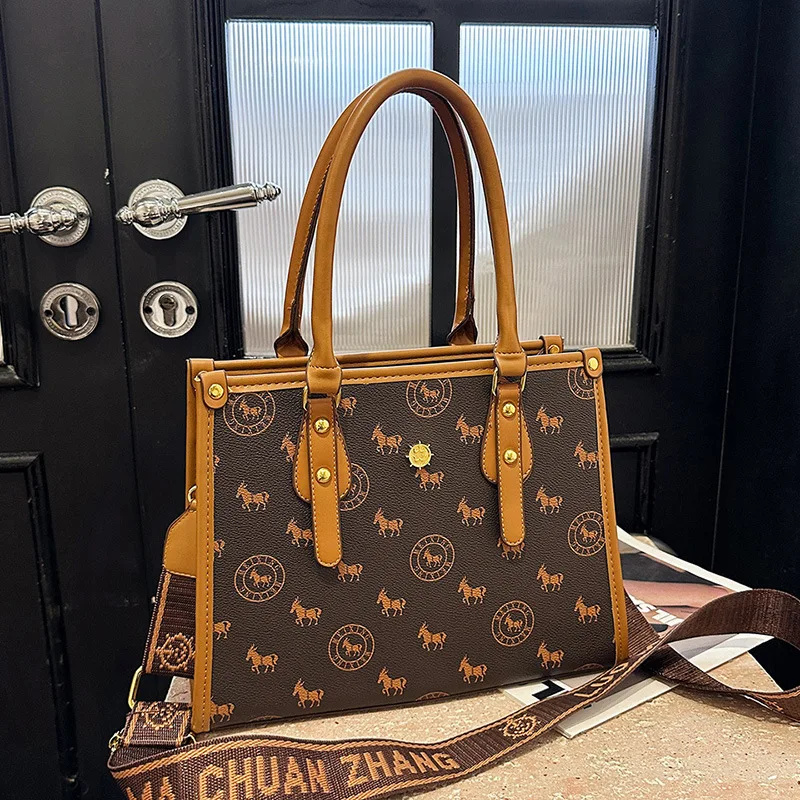 

2025 Luxury Printed Handbag - Designer 2-Way Tote, Artistic Convertible Shoulder Bag for Women