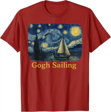 Gogh Segeln Matrose Segelboot Van Gogh Bootsfahrt Sternennacht T-Shirt Y2k Bootsfahrt Urlaub T-Shirt Humor Kunst Outdoor Ästhetisches Oberteil – Detail 9
