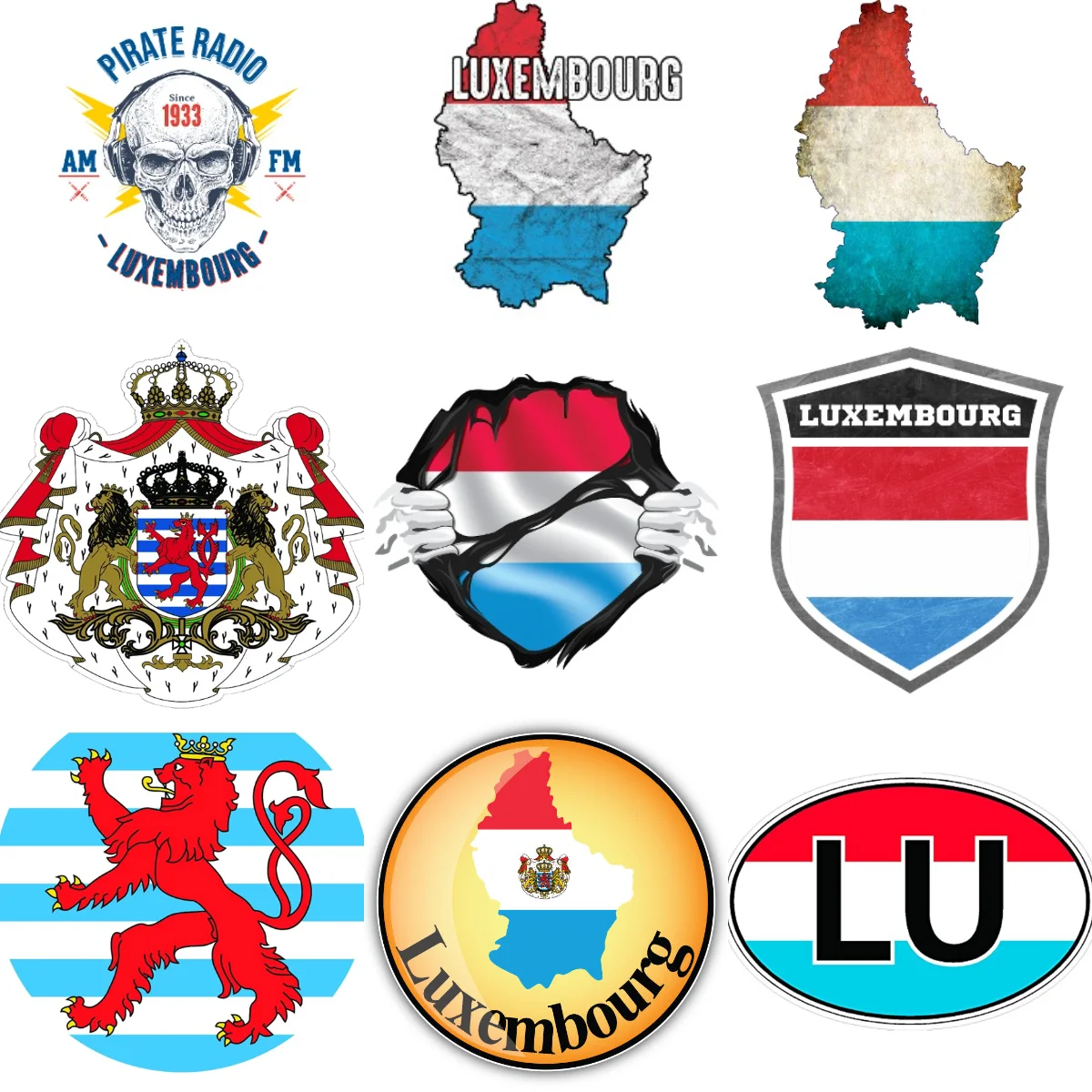 

Luxembourg LU Flag Map Creative PVC Car Sticker for Decorate Car Bicycle Window Fridge Helmet Wall Decal Accessories