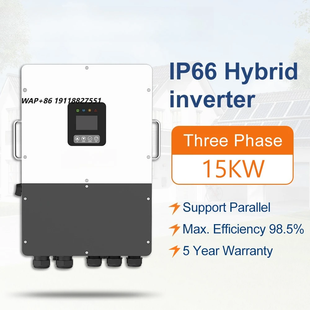 15KWH IP66 Low Voltage Three Phase Hybrid Solar Inverter 220V 230V 240V 15000W 15KVA Solar Hybrid Inverter Support Parallel