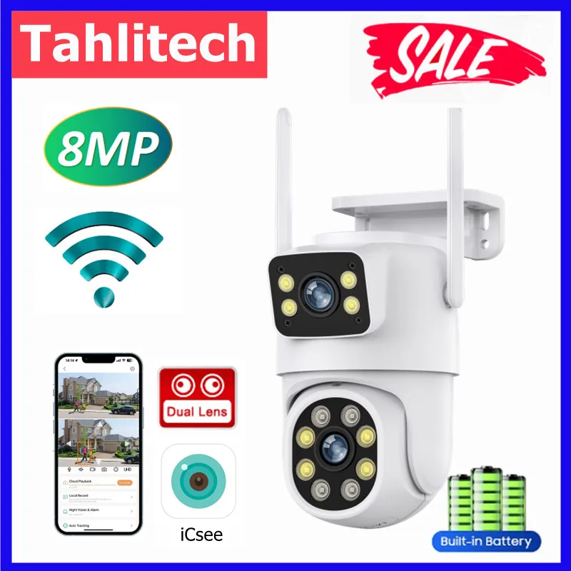 Mini IP Camera Wifi 4MP HD Wireless Security CCTV Waterproof Night Vision PIR Human Detect PTZ Camera with Dual lens ICSEE