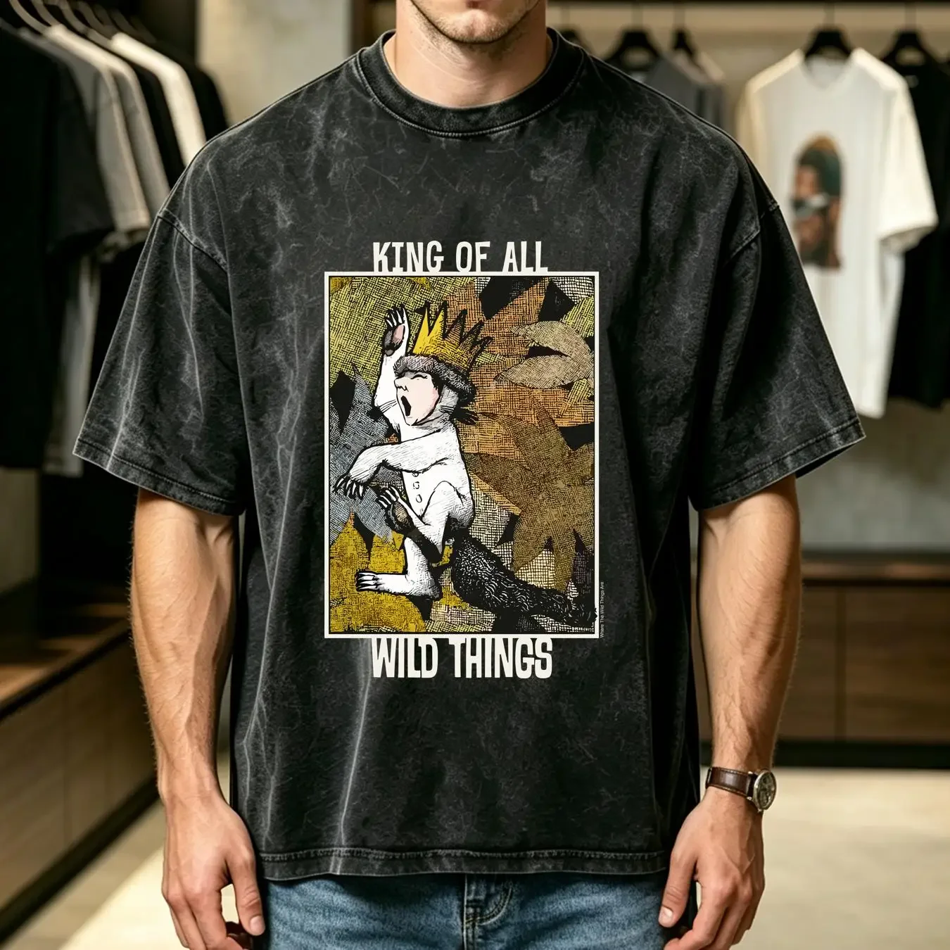 washed T Shirt Where The Wild Things Are King Of All Licensed Adult vintage Washed graphic Stylish Slightly designer clothes