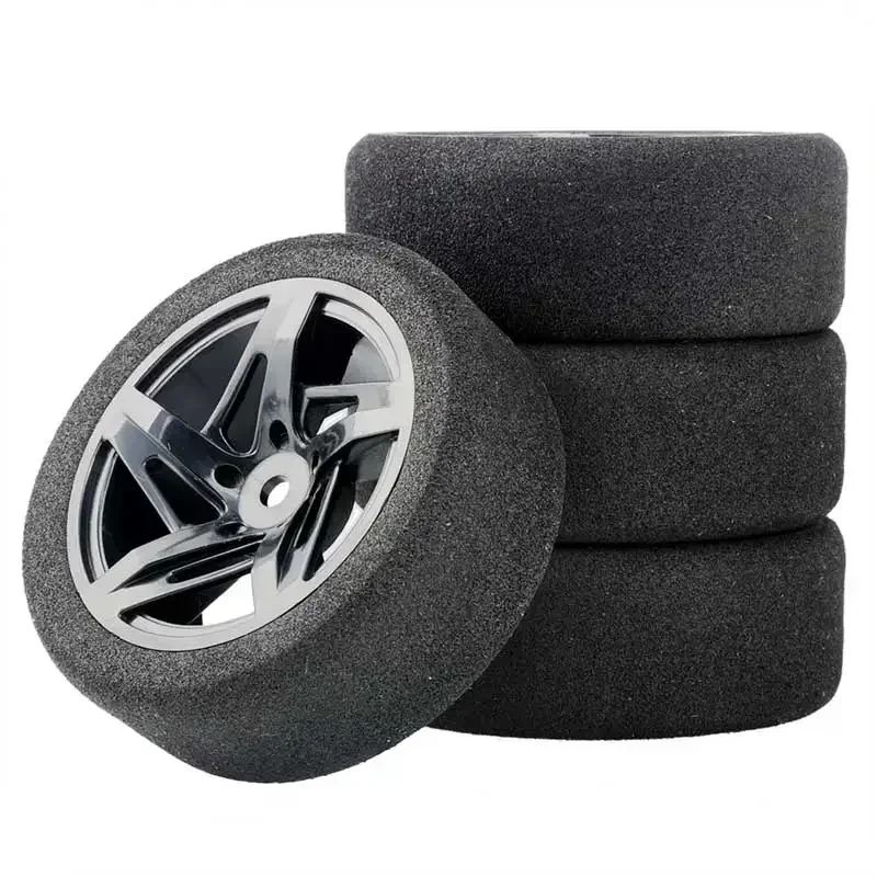 

1/10 Scale Sponge Tires and Wheel Rims with 3mm Offset and 12mm Hex fit RC HSP HPI On-Road Racing Car Model Toys Accessory