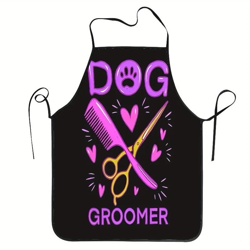 Unisex Dog Grooming Apron with Paw Print and Bone Pattern – Thickened Pet Grooming Apron, Suitable for Bathing, Trimming, and Br