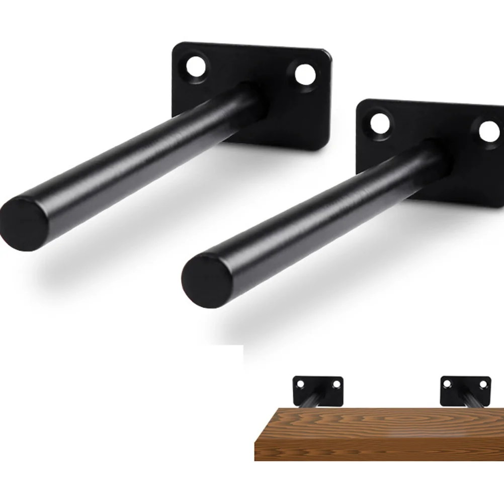

2pcs Black Hidden Shelf Bracket Heavy Duty Cold-Rolled Steel Wall Mounted Floating Shelf Support For Home Office Kitchen Storage