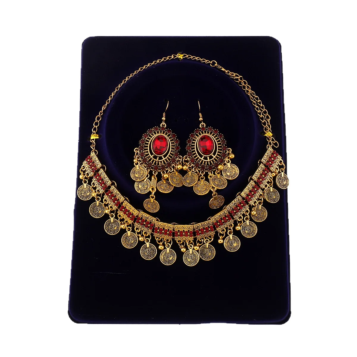 N12672 retro bohemian necklace earrings set, exaggerated personality ethnic style exotic accessories