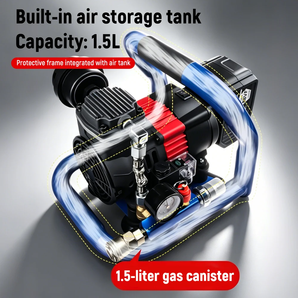 Portable Air Compressor 18-21V Makita Battery Compatible for Woodworking Nail Gun Spray Paint Tire Inflation Pneumatic Tools