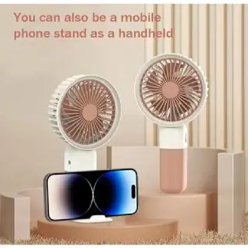 Mini Ventilador Portátil Silencioso Recarregável de Mão/Mesa com Suporte para Celular