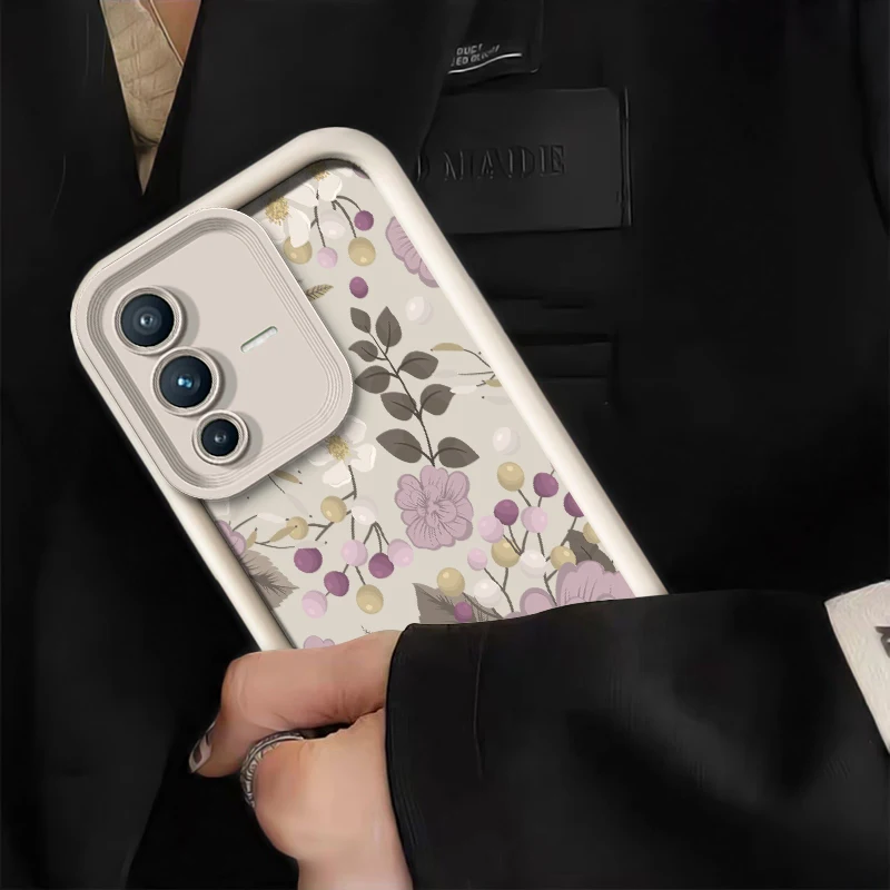 زهرة سيليكون جراب هاتف ل Vivo V60 V27 V25 V23 V23E V50 V40 Pro V30 SE V30E V29E V29 V27E ماتي رشاقته واقية الوفير #3