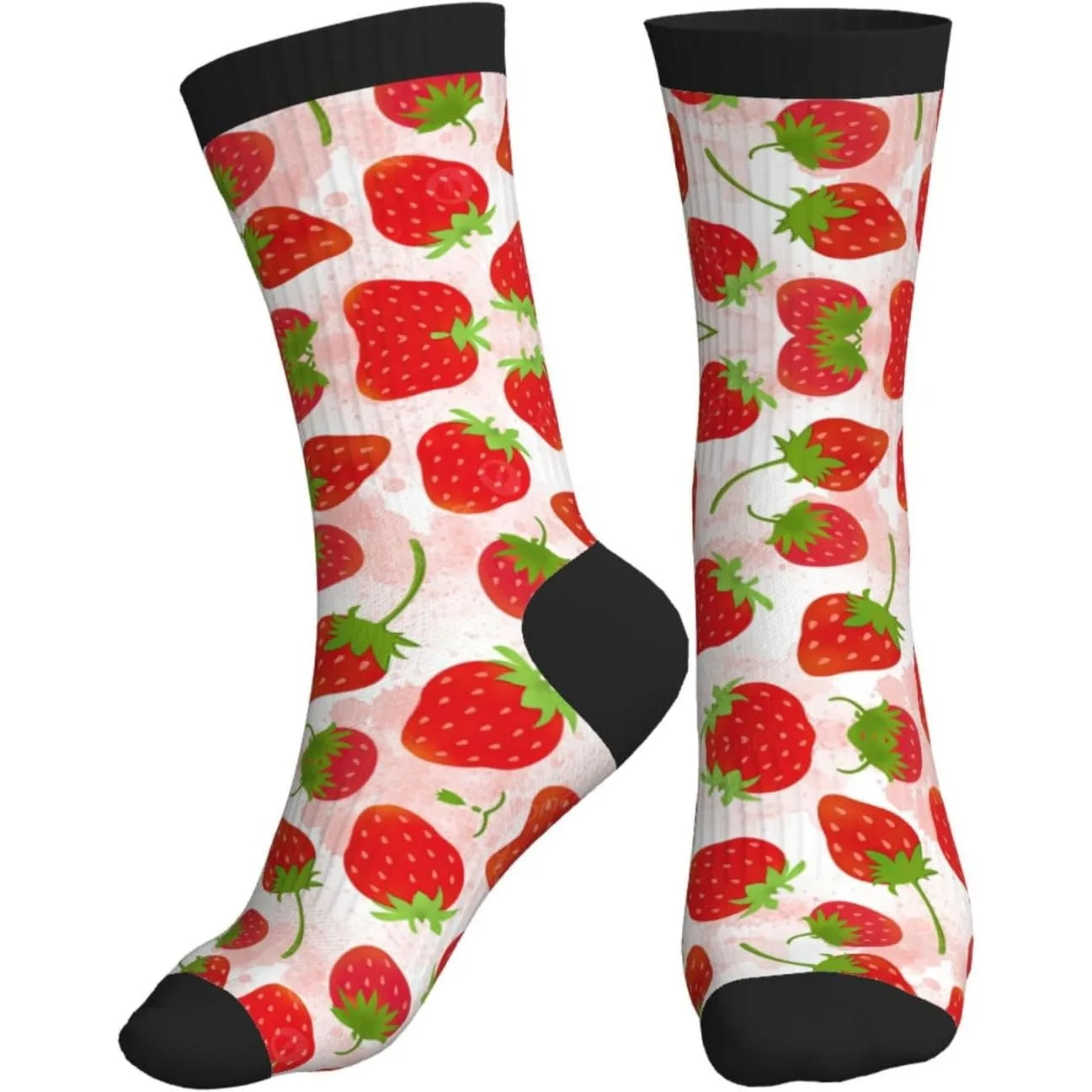 

Спортивные носки средней длины с клубничным принтом для мужчин и женщин, эластичные, дышащие, отлично подходят для легкой атлетики и повседневного использования