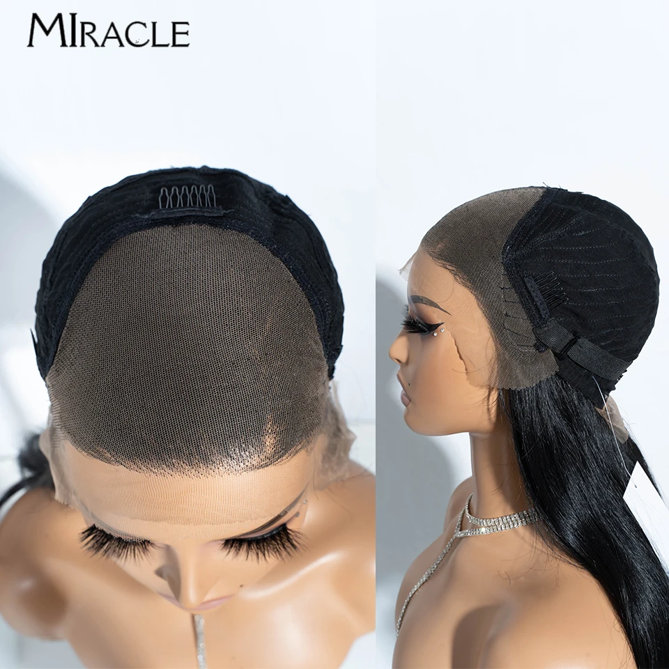 MIRACLE 13X4 Synthetic Lace Front Wig Cosplay Body Wave Lace Wigs for Women 30 Inch Wavy Female Wig Heat Resistant Fiber Hair